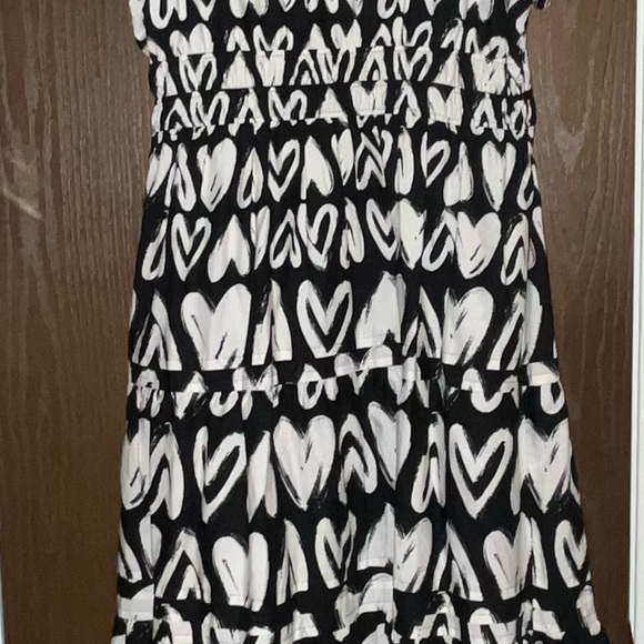 By Anthropologie The Somerset Maxi Dress Black and White Hearts XLP - Picture 4 of 5